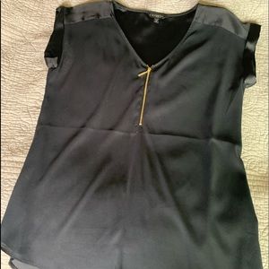 Flowey, black cap-sleeve blouse